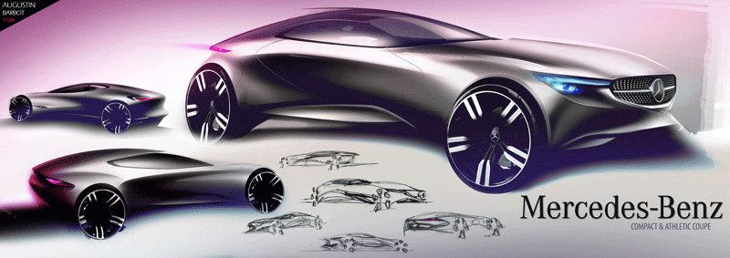 Augustin BARBOT - Mercedes Benz coupe sportcar design sketch